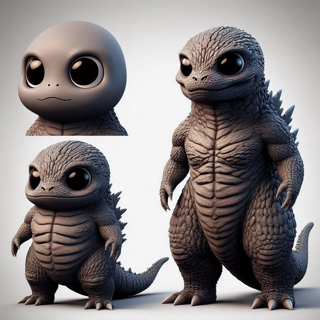 Esta sería uno de los primeros diseños que la inteligencia artificial hizo sobre Godzilla Minus One. Imagen: Copilot, de Bing.