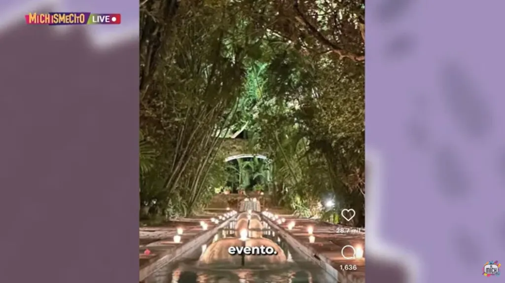 Foto del lugar en el que se realizó la boda de Nodal y Aguilar, que Michelle Rubalcava compartió en su canal de YouTube. Imagen: @ElMichTv.