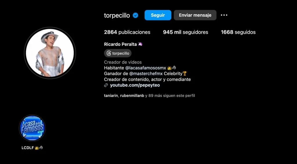 Ricardo Peralta ‘Torpecillo’ sigue perdiendo seguidores en Instagram