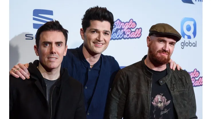 Glen Power (izq), Danny O'Donoghue y Mark Sheehan (derecha) de The Script en el 2019