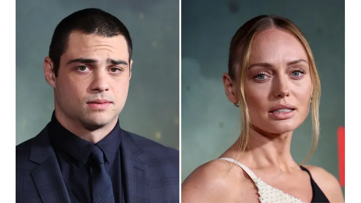 Noah Centineo y Laura Haddock en la presentación de El Novato.