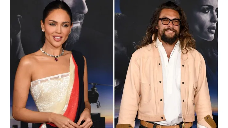 Jason Momoa y Eiza González en la avant premiere de Ambulance.
