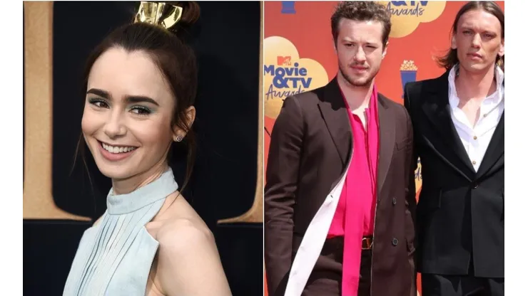 Lily Collins, Joseph Quinn y Jamie Campbell Bower