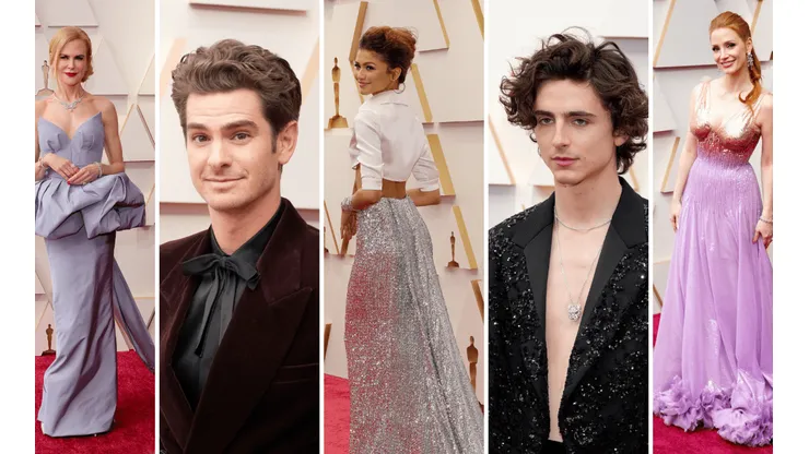 Nicole Kidman, Andrew Garfield, Zendaya, Timothée Chalamet y Jessica Chastain en la alfombra roja de los Premios Oscar.