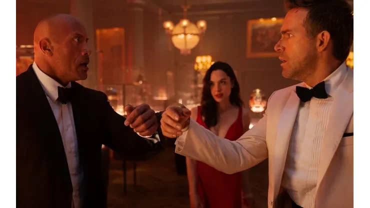 Dwayne Johnson, Gal Gadot y Ryan Reynolds