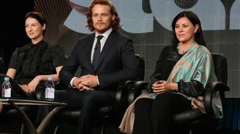 Caitriona Balfe, Sam Heughan y Diana Gabaldón