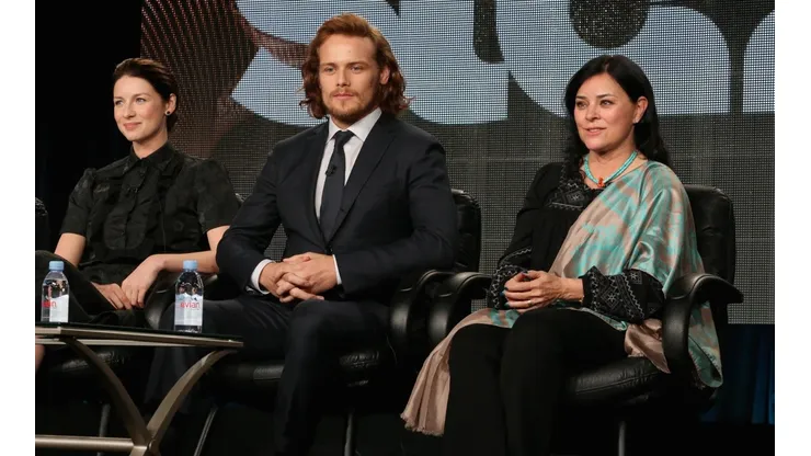 Caitriona Balfe, Sam Heughan y Diana Gabaldón