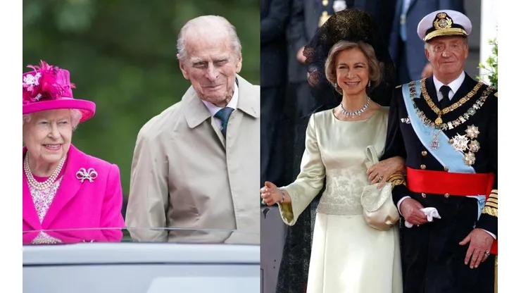 Isabel II, Felipe de Edimburgo, la Reina Sofía y el Rey Juan Carlos.