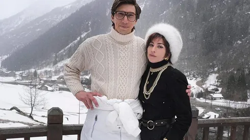 Lady Gaga y Adam Driver caracterizados como Maurizio Gucci y Patrizia Reggiani.