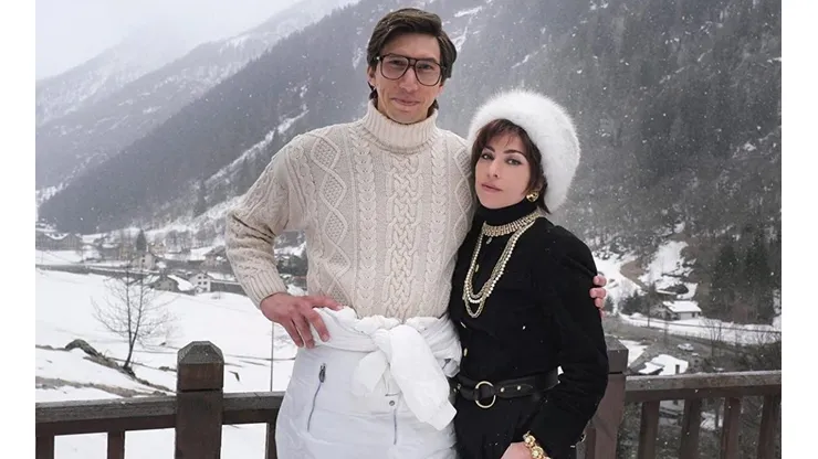 Lady Gaga y Adam Driver caracterizados como Maurizio Gucci y Patrizia Reggiani.