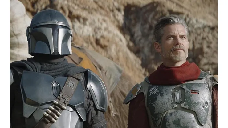 Pedro Pascal y Timothy Olphant en The Mandalorian