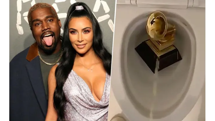 Kanye West: el insólito video orinando un premio Grammy que avergüenza a Kim Kardashian