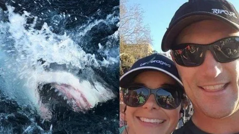 De película: un hombre salvó a su mujer del ataque de un tiburón