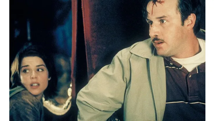 Neve Campbell y David Arquette en Scream 3