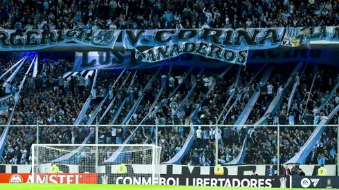 Los hinchas de Racing en el partido ante Flamengo.