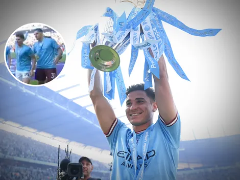 VIDEO | No se vio: el empujón de Ederson a Julián Álvarez en los festejos del Manchester City