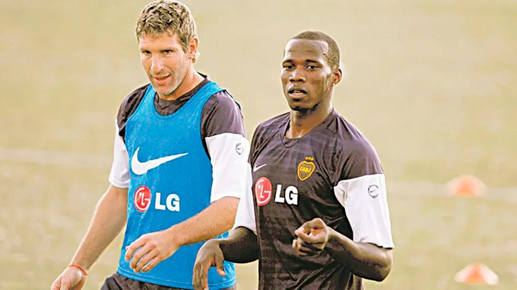 Breyner Bonilla junto a Martín Palermo en Boca Juniors.