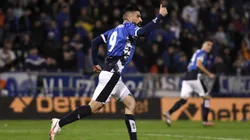 Michael Santos festejando un gol en Talleres.