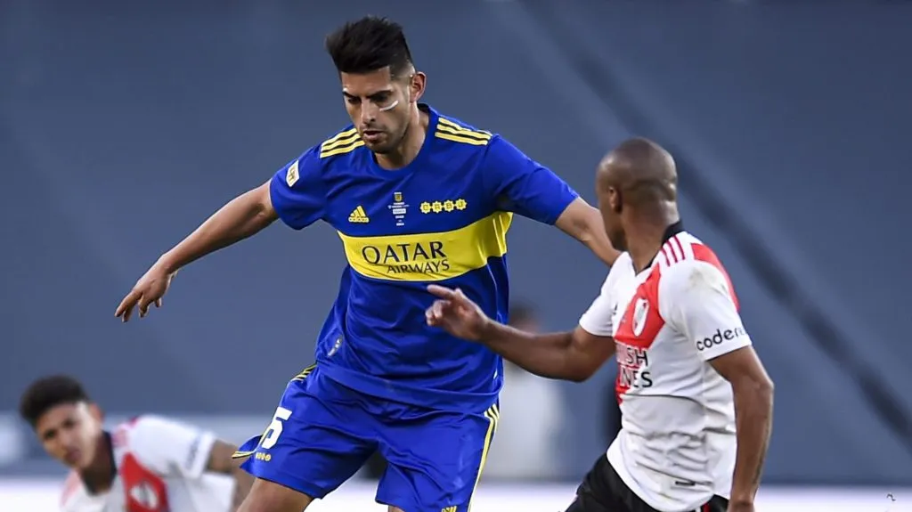 Carlos Zambrano disputando su último River – Boca en el Monumental. (Getty)