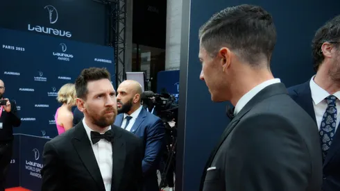 Messi y Lewandowski en la alfombra roja de los Premios Laureus.