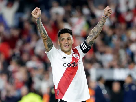 Enzo Pérez y un palito para Marcos Rojo tras la victoria de River