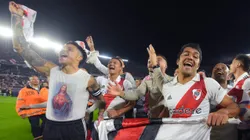 Los jugadores de River festejan la victoria en el Superclásico.