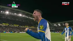 Mac Allister celebrando su gol para que gane Brighton.