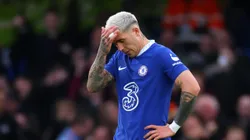 Enzo Fernández con la camiseta de Chelsea.