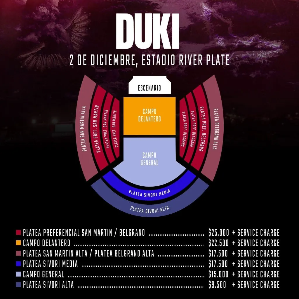 Entradas para Duki, precios.