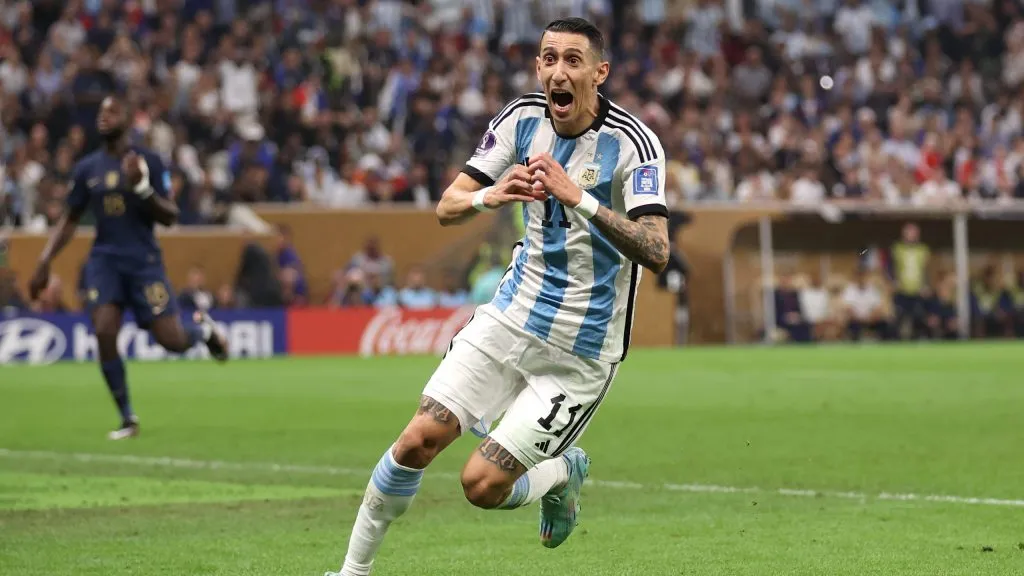 Di María celebrando el 2-0 parcial sobre Francia en la final de Qatar. (Foto: Getty)