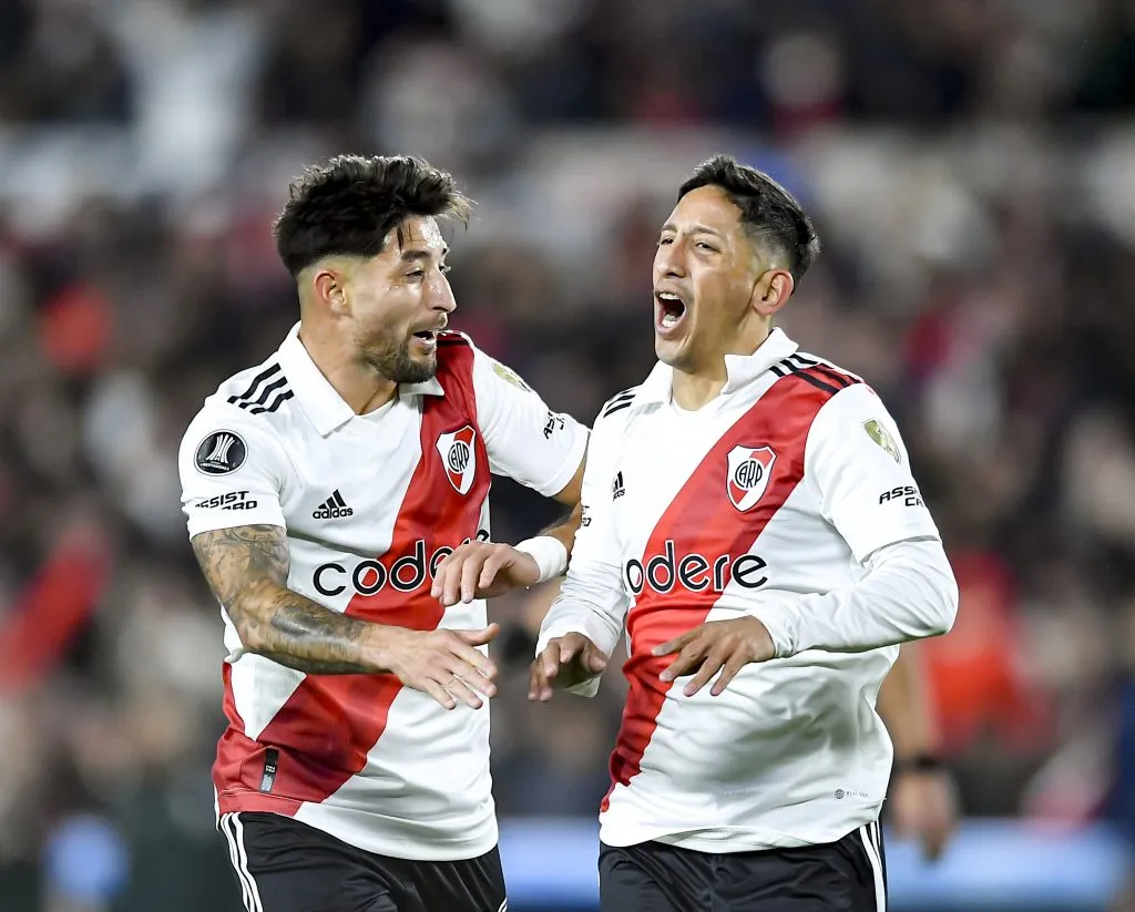 Rodrigo Aliendro celebrando el 1-0 parcial de River. (Foto: Getty)