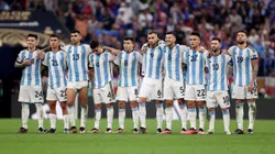LUSAIL CITY, QATAR - DECEMBER 18: Argentina players line up during the penalty shootout during the FIFA World Cup Qatar 2022 Final match between Argentina and France at Lusail Stadium on December 18, 2022 in Lusail City, Qatar. (Photo by Julian Finney/Getty Images)