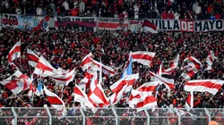 BUENOS AIRES, ARGENTINA - JUNE 17: Fans of River Plate cheer for the team during a Liga Profesional 2023 match between River Plate and Defensa y Justicia at Estadio Mas Monumental Antonio Vespucio Liberti on June 17, 2023 in Buenos Aires, Argentina. The 19th round match had been suspended at 25 minutes of play after a fan fell down from the Sivori High stands and died on June 3. (Photo by Marcelo Endelli/Getty Images)