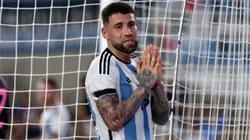 BUENOS AIRES, ARGENTINA - MARCH 23: Nicolas Otamendi of Argentina reacts after missing a chance to score during an international friendly between Argentina and Panama at Estadio Mas Monumental Antonio Vespucio Liberti on March 23, 2023 in Buenos Aires, Argentina. (Photo by Daniel Jayo/Getty Images)