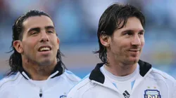 Tevez y Messi durante el Mundial de Sudáfrica 2010.