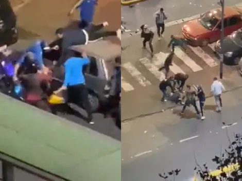 VIDEO | Brutal pelea entre hinchas de Boca y Colo-Colo en las calles de Buenos Aires
