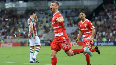 RIO DE JANEIRO, BRAZIL - MAY 02: Lucas Beltrán of River Plate celebrates after scoring the team's first goal during the Copa CONMEBOL Libertadores 2023 group D match between Fluminense and River Plate at Maracana Stadium on May 02, 2023 in Rio de Janeiro, Brazil. (Photo by Buda Mendes/Getty Images)