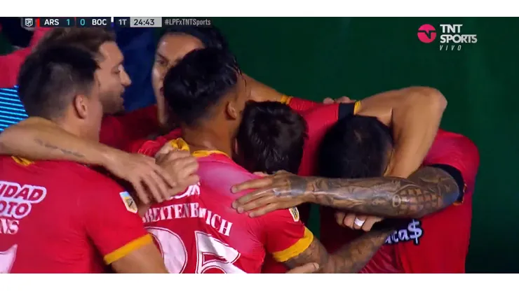 El festejo de los jugadores de Arsenal.