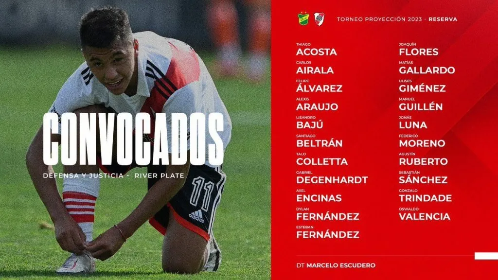 Los convocados de River para el partido de Reserva. (Foto: Prensa River)