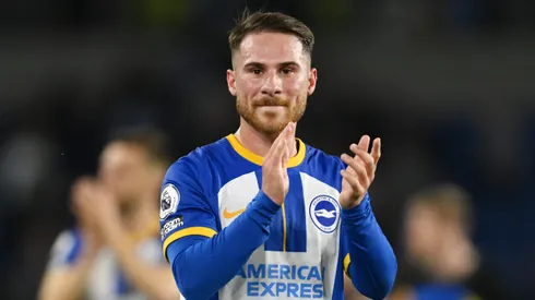 BRIGHTON, ENGLAND – MAY 24: Alexis Mac Allister of Brighton & Hove Albion applauds the fans after the Premier League match between Brighton & Hove Albion and Manchester City at American Express Community Stadium on May 24, 2023 in Brighton, England. (Photo by Mike Hewitt/Getty Images)