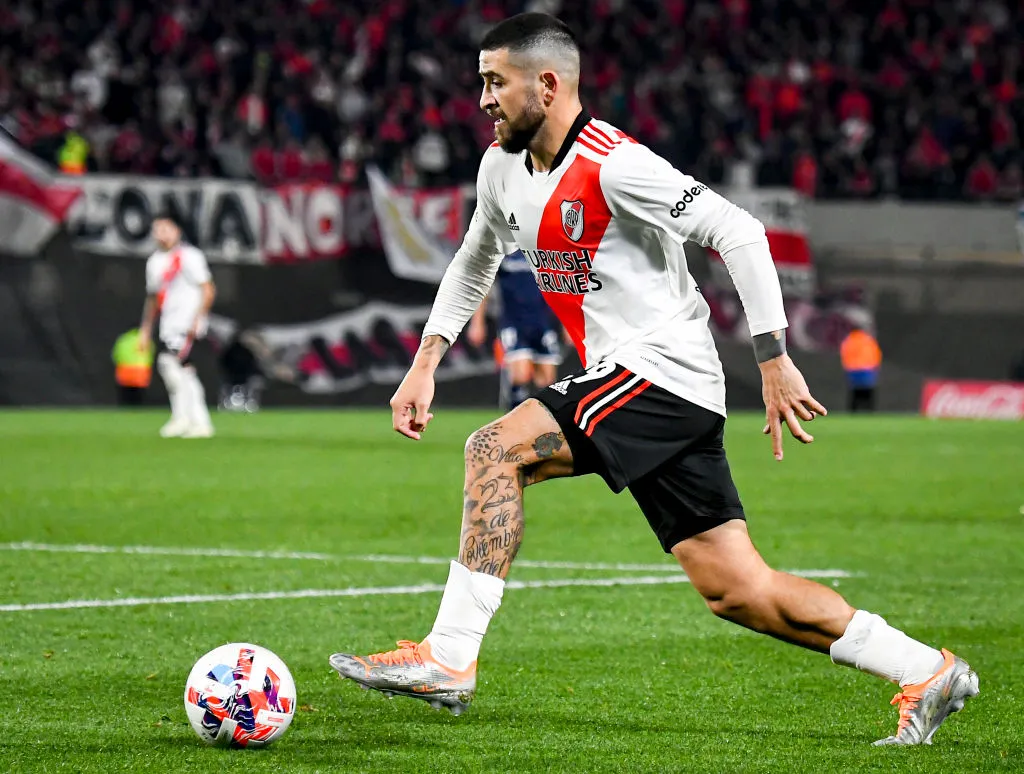 Elías Gómez durante un partido de River. (Foto: Getty)