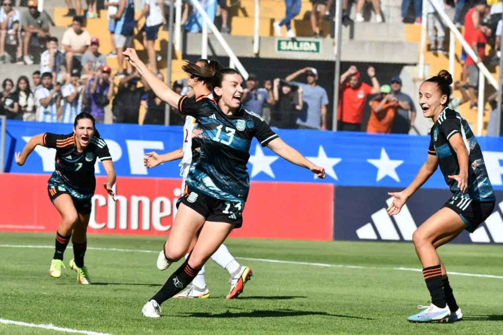 Sophie Braun y su festejo ante Venezuela. AFA PRENSA