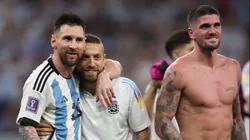 Papu Gómez y Messi durante el Mundial de Qatar.