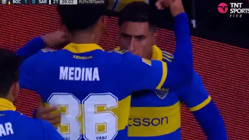 El festejo en el gol de Merentiel.