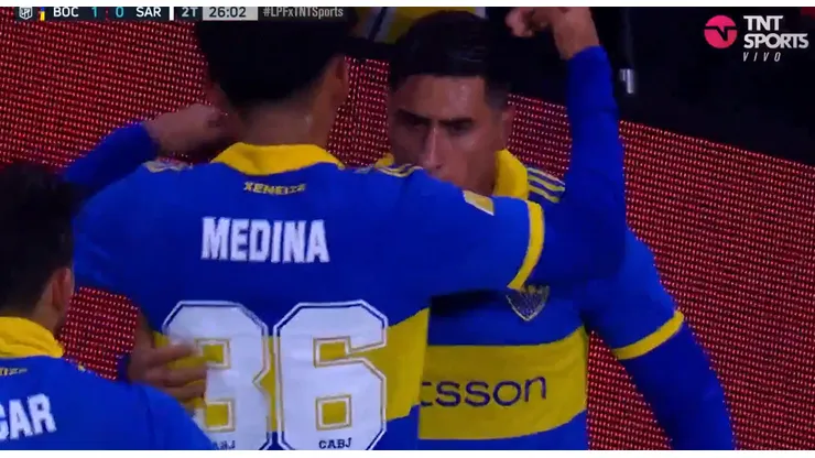 El festejo en el gol de Merentiel.