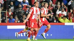 Gonzalo Morales festejando un gol en Unión.