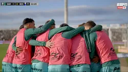 El festejo de los jugadores de Sarmiento.