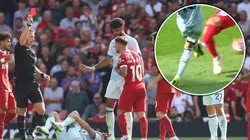 VIDEO | Mac Allister se fue expulsado en Liverpool por un planchazo