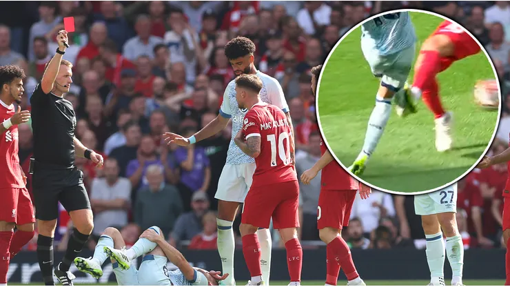 VIDEO | Mac Allister se fue expulsado en Liverpool por un planchazo