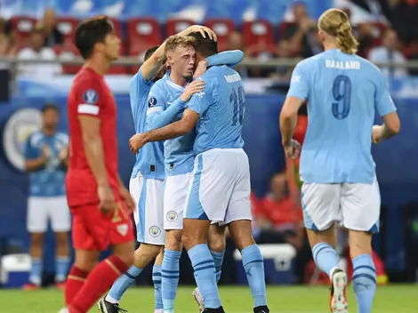 Julián Álvarez y Perrone, campeones de la Supercopa de Europa con Manchester City